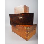 A thuya and kingwood banded converted tea caddy, 12 1/4" wide, a mahogany writing slope, 13 3/4"