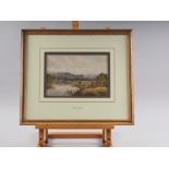 George S Constable: early 19th century watercolours, valley landscape with distant castle and river,