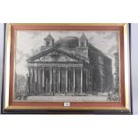 G B Piranesi: an 18th century engraving, "Veduta del Pantheon d'Agrippa", 19" x 27 3/4", in gilt