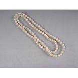 A single rope of cultured semi-baroque pearls (one hundred approx 7-7.5mm dia)