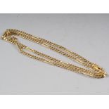 A yellow metal heavy bar link necklace, stamped 18K, 37.2g