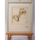 E Z Wirner: watercolours, study of a fruit tree branch, 7 1/4" x 7", in painted frame