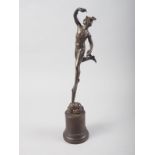 After Giambologna: a brass figure of Mercury, on stand, 11 1/4" high