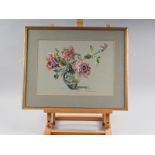 Barbara Crowe: watercolours and gouache, roses, 10" x 13 3/4", in gilt frame