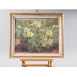 Charles Mahoney: oil on board, "Yellow Peonies", 13 1/2" x 16 3/4", in painted and gilt frame