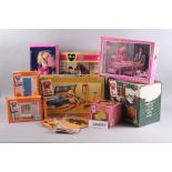 A quantity of Sindy Doll accessories, including a Sindy Pearly Princess doll, in box, a Sindy dining