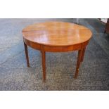 A pair of 19th century mahogany 'D' end tables, on square taper supports, 50" wide x 24" deep x