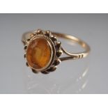 A 9ct gold ring set citrine, 2.6g gross, size O