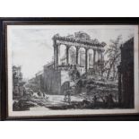 G B Piranesi: an 18th century engraving, "Veduta del Tempio detto della Concordia", plate mark and