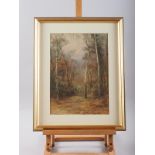 F Mercer: watercolours, "The Old Stile", 13 3/4" x 9 3/4", in gilt frame