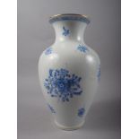 A Herend porcelain blue and gilt floral decorated vase, 12 1/2" high