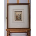 William Marshall Craig: watercolours, girl with a dog, 5 5/8" x 2 3/4", in gilt frame