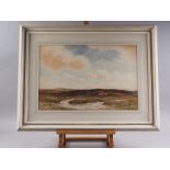 Wycliffe Egginton: watercolours, autumn landscape with cattle, 14" x 21", in wash line mount and