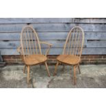 An Ercol "Quaker" elbow chair and matching side chair