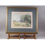 Frank Sherwin: watercolours, "Thames at 'Mill End' Hambleden (Bucks)", 14" x 18 1/2", in green