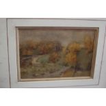 William Arthur Lauri Carrick: watercolours, autumn landscape, 6 1/4" x 9 1/4", in strip frame