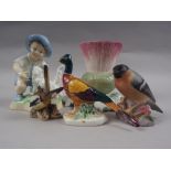 A Royal Worcester Dorothy Doughty china figure, "September", a Worcester china bullfinch, two