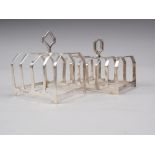 A silver six-division toast rack and a similar four-division toast rack, 4.7oz troy approx
