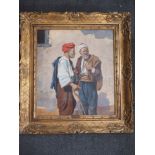 Marcel Krasicky: oil on canvas double portrait, Czechoslovakian farmers, 19" x 17 1/4", in carved