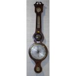 A 19th century walnut box and ebony strung banjo barometer thermometer and level, by E Fontana