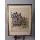 Marjorie C Bates: pastels, St Peter's Hospital Bristol, 14" x 10 1/2", in gilt frame