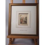 William Marshall Craig: watercolours, girl with a dog, 5 5/8" x 2 3/4", in gilt frame