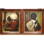 A pair of 19th century American School oils, portraits of a black gentleman and lady, 19 1/4" x