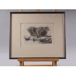 After J S Cotman: a set of five 19th century soft ground etchings, topographical scenes, in strip