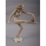 A Hutschenrether Selb Art Deco bisque figure of a nude woman, 8 1/2" high