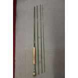 A Sage TCX 7100-4 10ft fishing rod, in green metal travelling case, and one other travelling case