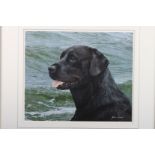 John Weis: a signed limited edition colour print of a black labrador, 719/1000, John Silver: a