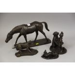 A collection of approximately eighteen cold cast bronze figures, including "The Best of Friends from