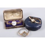 A lady's Rotary 9ct gold wristwatch, a lady's Edwardian 9ct gold wristwatch and a lady's 9ct gold