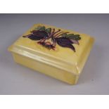 A Moorcroft "Columbine" pattern rectangular trinket/cigarette box, 5" long