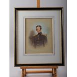 John William Wright: watercolours, portrait of Major Richard Fawkes, 11 1/2" x 9", in Hogarth frame