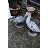 Two cast stone models of geese, taller 22 1/2" high