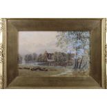 H Moxon Cook, 1874: watercolours, "Bolton Abbey", 9 3/4" x 14 3/4", in gilt frame