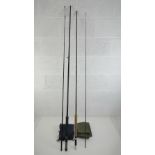 Two contemporary carbon fibre two sectional fly fishing rods, 290cm and 300cm respectively,