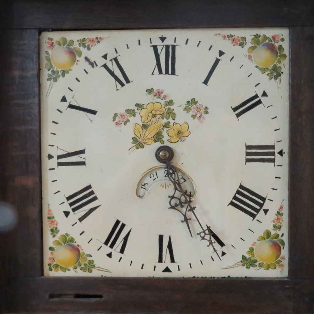 A good 30 hour long case clock having square shaped painted dial, 11" wide with subsidiary aperture, - Image 2 of 4