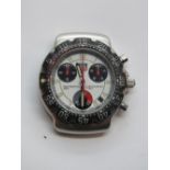 A Tag Heuer watch head having three subsidiary dials and date aperture,