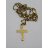 A 9ct gold crucifix on 9ct gold chain necklace, 3.2g.