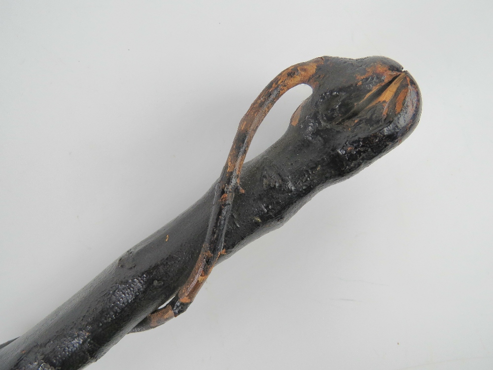 An Irish black painted natural wood knobkery. 58cm in length. - Image 2 of 2