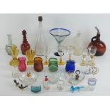 A quantity of assorted glassware including apothecary style bottle with stopper, Edwardian glasses,