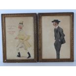Watercolours; 'A Swan Esq as Piggy Mortimer Xmas 1882', with another study of an unknown gentleman,