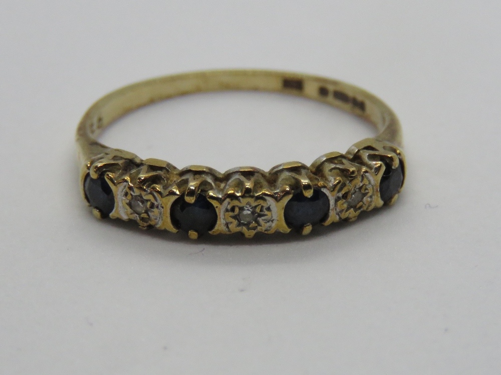 A 9ct gold sapphire and diamond half eternity ring,