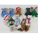 Ty Beanie Babies/Beanie Bears; Christmas themed bears being 1997 Teddy, 1998 holiday Teddy,
