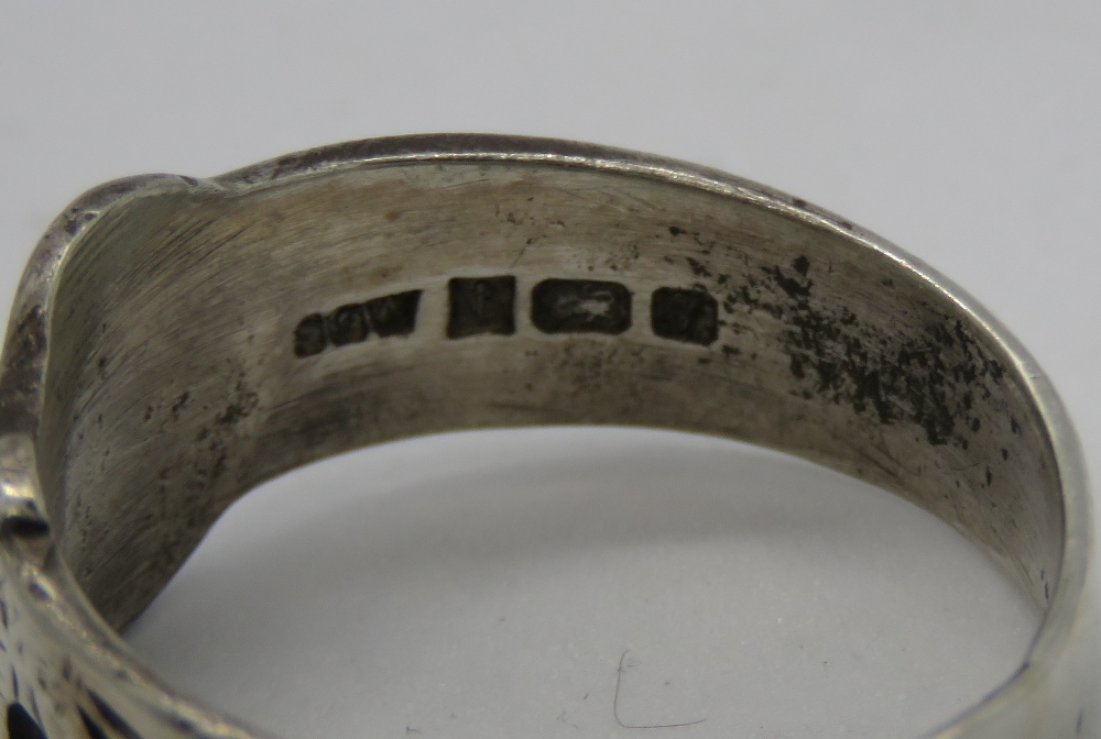 A silver ring in the form of a belt and buckle, hallmarked for Birmingham, size M. - Image 2 of 2