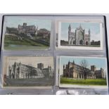A collection of vintage postcard and photo cards depicting the exterior of the cathedral and Abbey