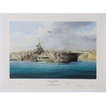 Robert Taylor, signed limited edition print 'HMS Illustrious' 26/250,