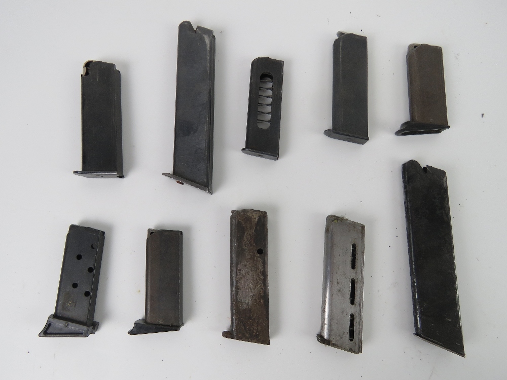 Ten assorted pistol magazines, one marked Fronmer 7.65 M/M.